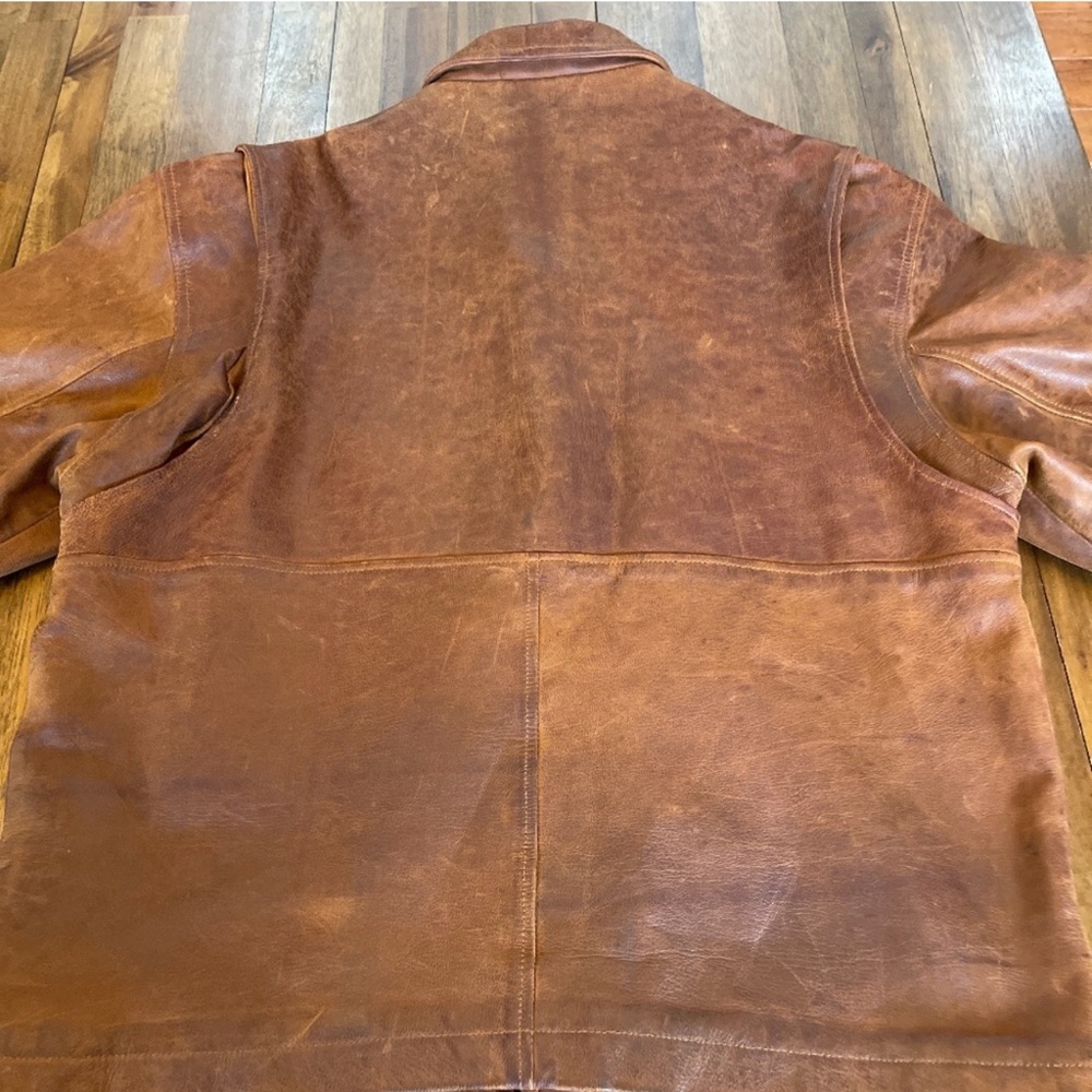 The Territory Ahead Brown Leather Bomber Jacket - Picture 4 of 13